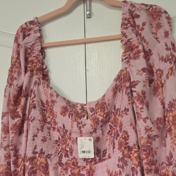 Free People Pink and White Long Sleeve Sundress - Picture 3 of 6